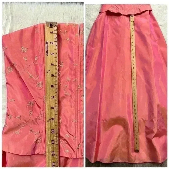 Jessica McClintock Gown Size 5 Embroidered Bodice Y2K Iridescent Pink Corset - Picture 3 of 8